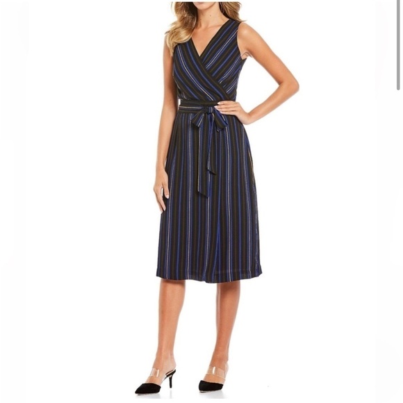 Tahari Midi Faux Wrap Dress - Picture 1 of 10